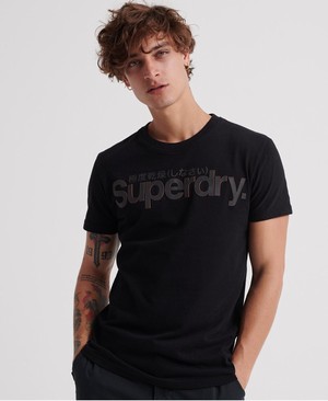 Superdry Retro Sport Tonal Férfi Pólók Fekete | YPWXQ1384